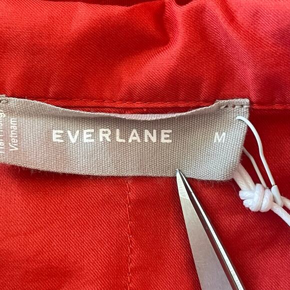 Everlane Boxy Long Sleeve Button Down Shirt Womens M Red The Woven PJ Pajama Top - Picture 7 of 8